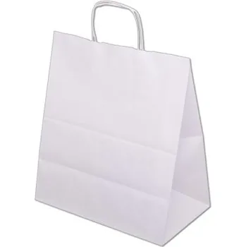 Obalový materiál Papírová EKO taška 400x180x390mm kroucené ucho bílá 100 ks