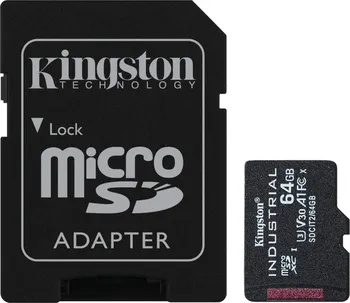 Paměťová karta Kingston Industrial micro SDXC 64 GB Class 10 UHS-I U3 + adaptér (SDCIT2/64GB)