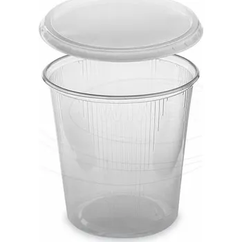 Jednorázové nádobí Miska kulatá průhledná 500 ml + víčko (PP) [2 x 50 ks] (PP517.1)