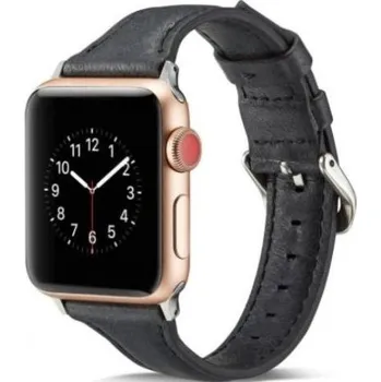 Řemínek na hodinky Stylový kožený řemínek pro Apple Watch Ultra 49mm / 46mm / 45mm / 44mm / 42mm - černý