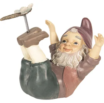 Bytová dekorace Dekorativní soška trpaslíka s vážkou - 15*12*13 cm