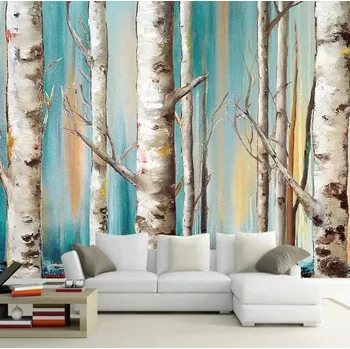 Tapeta Solution Media 3D tapeta - Kreslené břízy MU902 1 - Voděodolné plátno - Textilní tapeta omyvatelná - 250g/m2