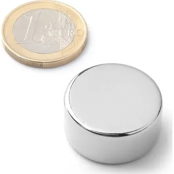 Dekorativní magnet SOLLAU Neodymový magnet válec D&nbsp;25x12 mm, Neodym, N38, poniklovaný