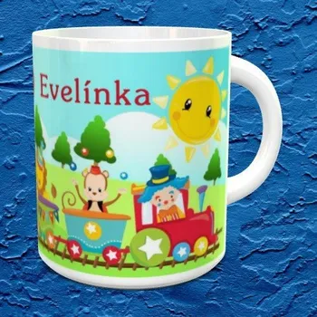 Hrnek se jménem Vláček se zvířátky - Žlutá / Keramický 0,29 l