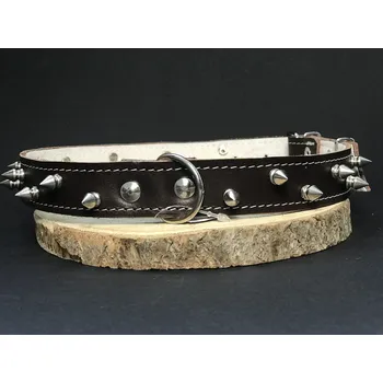 Obojek pro psa Palkar obojek z kůže hlazenice pro psy zdobený hroty 65 cm x 26 mm hnědý (Palkar obojek z kůže hlazenice pro psy zdobený hroty 65 cm x 26 mm hnědý)