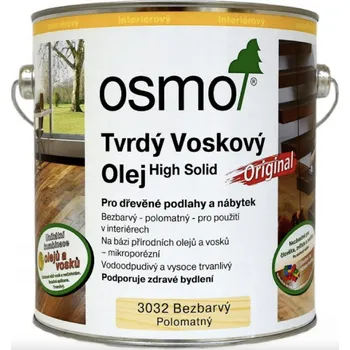 Olej na dřevo Osmo Tvrdý voskový olej original - hedvábný polomat 3032 Objem: 2,5 l