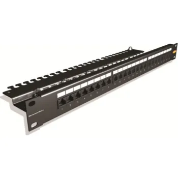 Patch panel C6CPNLF240K2M Stíněný patch panel Cat6Plus, 24xRJ45, kat. 6, 1RU, černý, LSA IDC