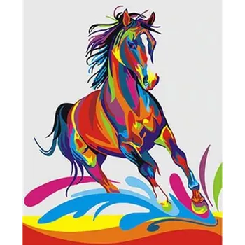 Malování podle čísel s rámem "Barevný kůň" 50x40cm