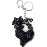Černý přívěšek na klíče kočka s kamínky - 5.5*7 cm