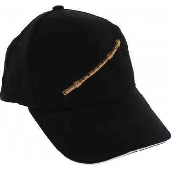 Kšiltovka v černé barvě - vyšitá zobcová flétna