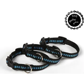 Obojek pro psa Obojek pro psy modré proužky S - 21cm-29cm/15mm nylon Smarti fashion (Ručně šitý obojek pro psy - modré proužky S - 21cm-29cm/15mm Smarti fashion)