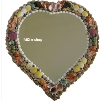 Zrcadlo Velké zrcadlo zdobené mušličkami - srdce