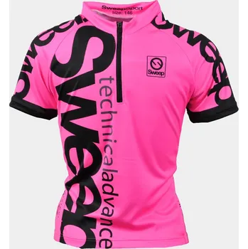 cyklistický dres SWEEP CYKLISTICKÝ DRES RŮŽOVÝ FLUO DĚTSKÝ Velikost: 116