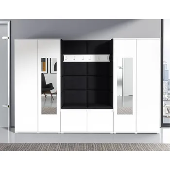 Předsíňová stěna Eka Předsíňová stěna s čalouněnými panely Trinity 10 - Bílá / Černá 2316