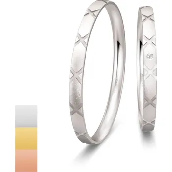 Prsten Snubní prsteny Basic Slim z bílého zlata s diamantem nebo zirkonem a rytinou 4804318-4804317