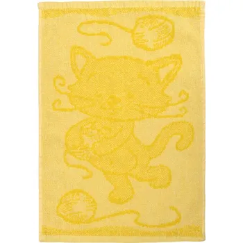 Dětský žakárový ručník KOČIČKA 30x50 cm žlutý