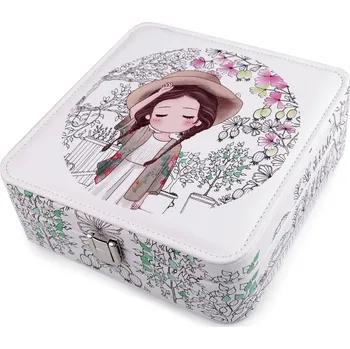 Šperkovnice Šperkovnice s potiskem 6,5x18x18 cm, barva 5 bílá béžová