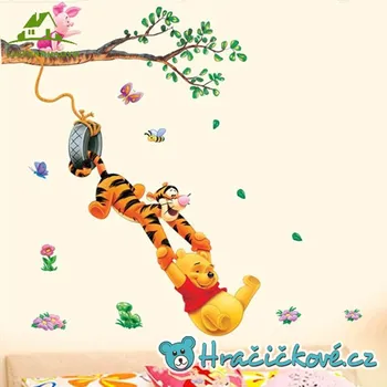 Samolepící dekorace Prasátko PÚ, tygr a prasátko na stromu, samolepka na zeď
