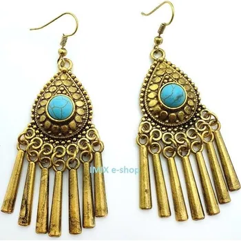 Náušnice Etno zdobené náušnice ORIENT č.43 - Zlatá