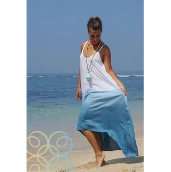 Dámské šaty Dámské letní dlouhé šaty na ramínka batikované s kratší přední částí - Šedá