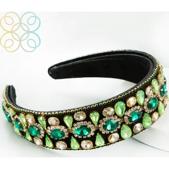 Čelenka Vlasová čelenka orientální zdobená kameny - více barev - Zelená