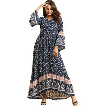 Dámské šaty Orientální letní Abaya dlouhé šaty se vzorem - XL