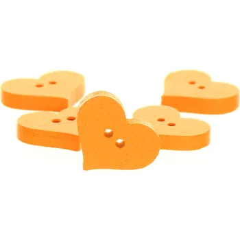 Knoflík Dřevěný knoflík srdce oranžový