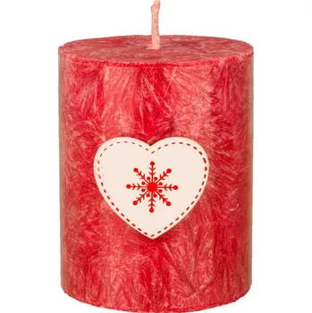 Svíčka Přírodní vonná svíčka palmová - AROMKA - Válec s vánoční ozdobou - Průměr 5,4 cm, výška 7 cm Vůně: Vánoční punč