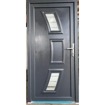 Vchodové dveře SOFT vchodové plastové dveře HILTON, antracit/bílá, 98x200 cm (jednokřídlé plastové dveře 98x200 cm)