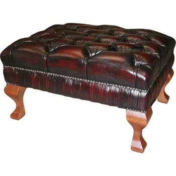 Sedací souprava Kožený taburet QUEEN ANNE, hnědá