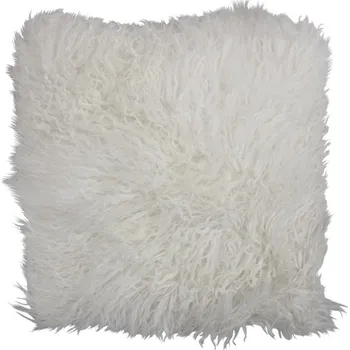 Dekorativní polštářek Bílý čtvercový polštář z ovčí kůže - 40*40*10cm