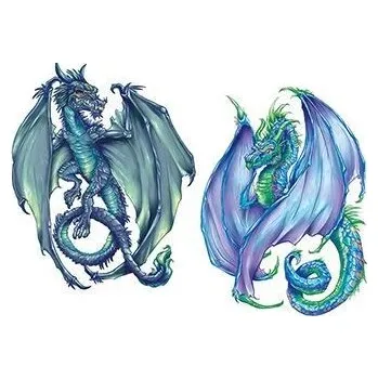 Odstranitelné tetování Zelený a modrý drak - dočasné tetování