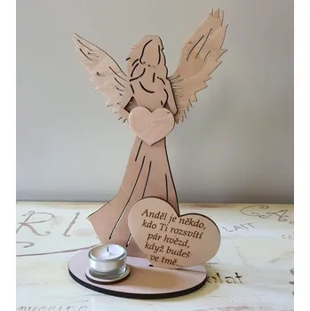 Svícen Svícen Anděl s citátem Anděl je - Srdíčko