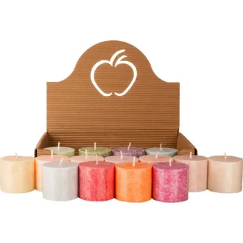 Svíčka Přírodní vonná svíčka palmová - AROMKA - Sada 15 válečků v jablíčku