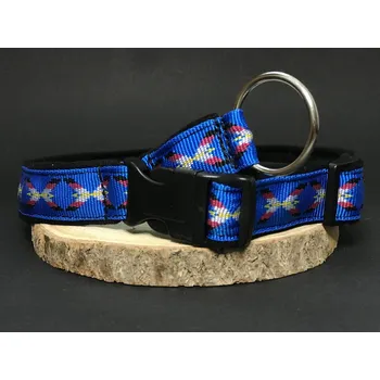 Obojek pro psa Palkar podšitý obojek z popruhu pro psy 65 cm x 25 mm modrá s indiánem (Palkar podšitý obojek z popruhu pro psy 65 cm x 25 mm modrá s indiánem)