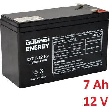 Záložní baterie Záložní, staniční baterie VRLA 7 Ah , 12 V , kontakty F2 , GOOWEI ENERGY (Goowei)