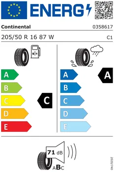 Energetický štítek letní osobní pneumatiky Continental PremiumContact 6 205/50 R16 87 W
