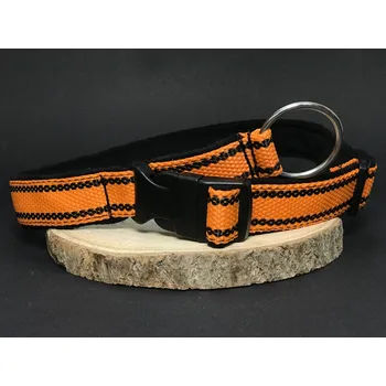 Obojek pro psa Palkar podšitý obojek z popruhu pro psy 65 cm x 25 mm oranžová s páskami (Palkar podšitý obojek z popruhu pro psy 65 cm x 25 mm oranžová s páskami)