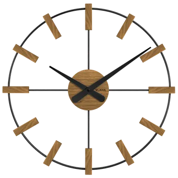 Hodiny VLAHA Dřevěné černé hodiny VLAHA STUDIO vyrobené v Čechách VCT1062 (hodiny s vůní dubového dřeva a certifikátem pravosti a datem výroby)