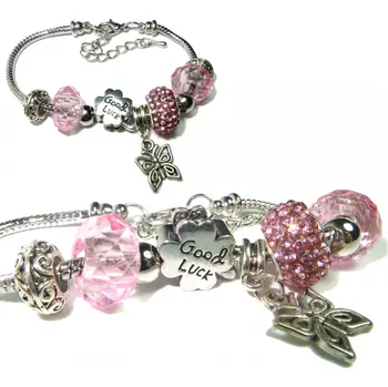 Korálek Náramek s korálky 1 LUCKY PINK - TOPBEADS 19-21 cm (+ ZDARMA dárková krabička)
