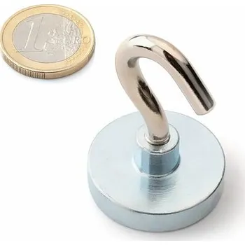 Dekorativní magnet Neodymový hák, magnetický háček Ø 32 v. 16 mm, M6, síla 41 kg