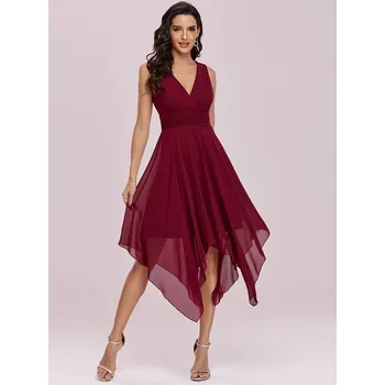 Dámské šaty Ever Pretty letní šaty s cípy bordo 3143 Velikost: 4XL / 48 / 16 / 20