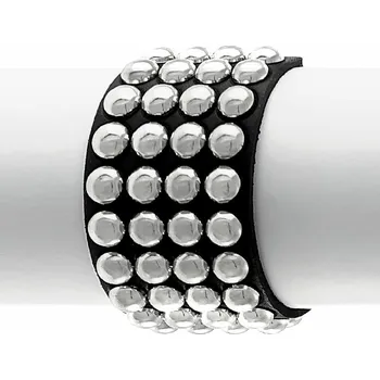 Náramek náramek BLACK SNAKE ROUND RIVETS 4 ROWS