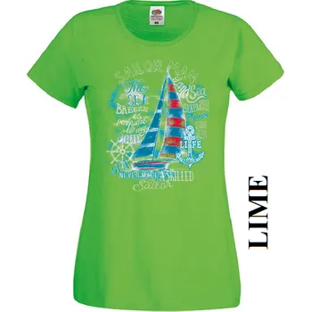 levne-divci-tricko-potisk-plachetnice Barva: Lime - limetkově zelená, Výstřih: Kulatý výstřih kolem krku, EU dámská velikost: eu 32/34 (dívčí prodloužená 116) viz tabulka velikostí