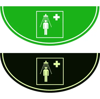 Kancelář Podlahová značka výseč – Bezpečnostní sprcha, zelená/fotoluminiscenční