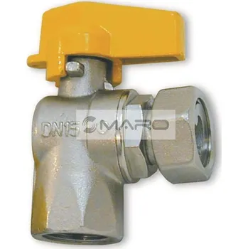 Ventil IVAR Kohout kulový na plyn FIV.8110R s motýlem, rohový FF 1/2", 8110R104