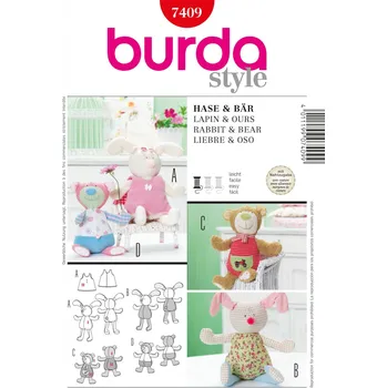 Recenze Burda 7409 plyšový králík a medvěd