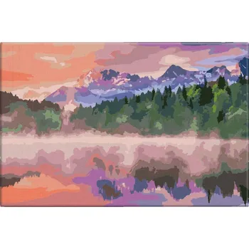 Dětské zboží Malování podle čísel - Mlha u jezera - 60x40 cm, bez dřevěného rámu - CZ výroba