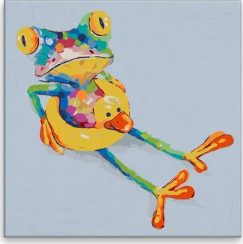 Malování podle čísel - Žabka v kruhu - 40x40 cm, bez dřevěného rámu - CZ výroba