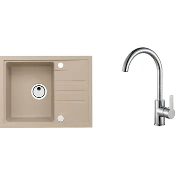 Granitový dřez Set dřez Alveus Intermezzo 30 béžový + baterie Tonia chrom (doprava zdarma, pasta na čištění)